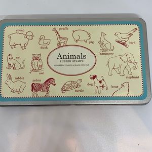 Cavallini Animals rubber stamps and pad, NIB